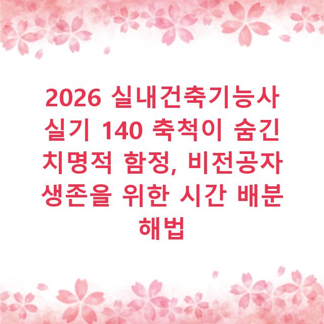 2026 실내건축기능사 실기 140 축척이 숨긴 치명적 함정, 비전공자 생존을 위한 시간 배분 해법