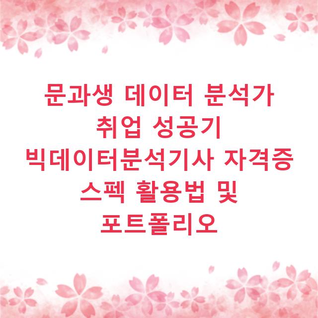 문과생 데이터 분석가 취업 성공기 빅데이터분석기사 자격증 스펙 활용법 및 포트폴리오