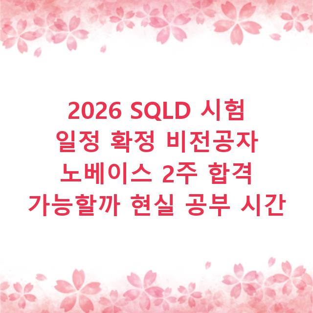 2026 SQLD 시험 일정 확정 비전공자 노베이스 2주 합격 가능할까 현실 공부 시간