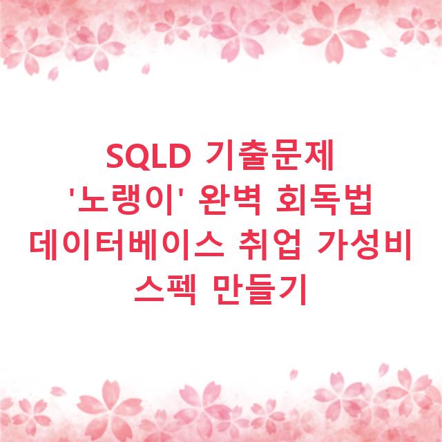 SQLD 기출문제 ‘노랭이’ 완벽 회독법 데이터베이스 취업 가성비 스펙 만들기