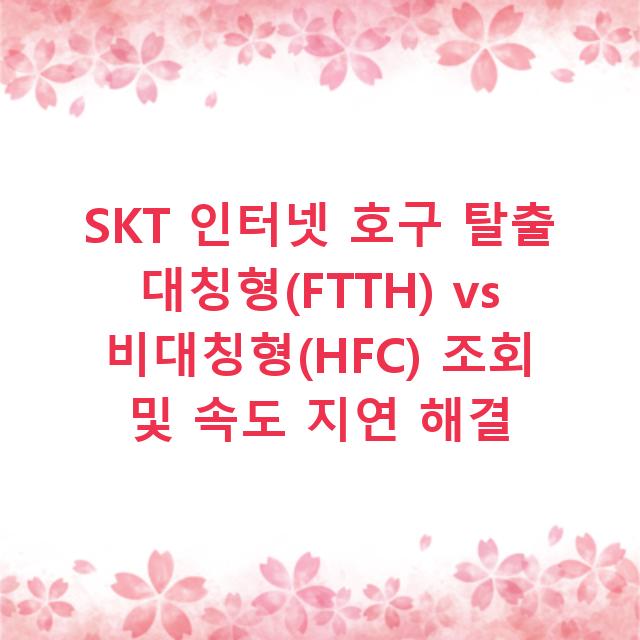 SKT 인터넷 호구 탈출 대칭형(FTTH) vs 비대칭형(HFC) 조회 및 속도 지연 해결