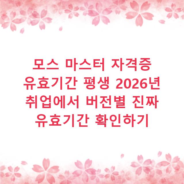 모스 마스터 자격증 유효기간 평생 2026년 취업에서 버전별 진짜 유효기간 확인하기