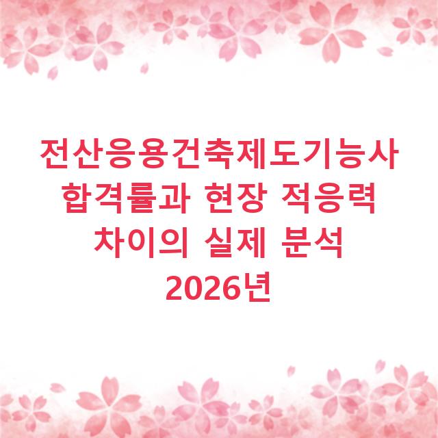 전산응용건축제도기능사 합격률과 현장 적응력 차이의 실제 분석 2026년