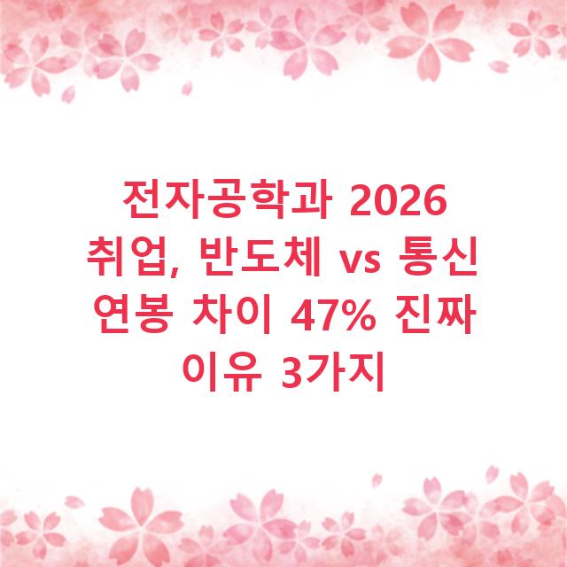 전자공학과 2026 취업, 반도체 vs 통신 연봉 차이 47% 진짜 이유 3가지
